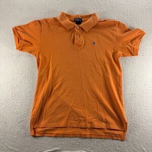 Polo Ralph Lauren Golf Shirt Boys Large 16-18‎ Orange Pony Cotton Preppy Comfort